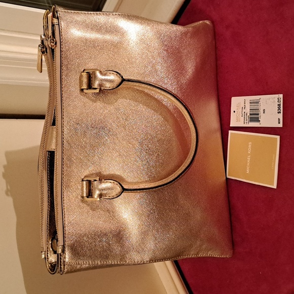 SOLD NEW  Michael Kors Sutton Pale Gold Leather Satchel/CBwithTags - Picture 5 of 14
